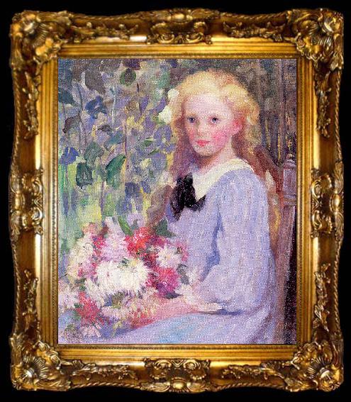 framed  Palmer, Pauline Girl with Flowers, ta009-2